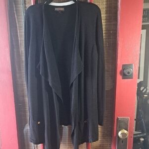 Dana Buchman Light Weight Black Knit Open Cardigan